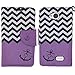 LG Tribute Case, SOGA® PU Leather Magnetic Flip Design Wallet Case for LG Tribute LS660 / Optimus F60 MS395 D390N / Transpyre VS810PP - Purple Chevron Anchor Love [SWF121]