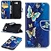 Samsung J7 Case for Women, Samsung Galaxy J7 Perx Wallet Case,Folio Flip PU Leather Galaxy J7 Cell Phone Case Card Slot Samsung Galaxy J7 Prime Case Cover for Samsung J7 2017/J7 Sky Pro-Blue Butterfly