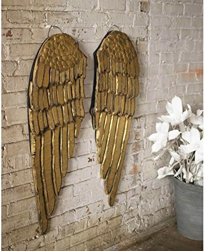 SET OF 2 PAINTED WOODEN ANGEL WINGS