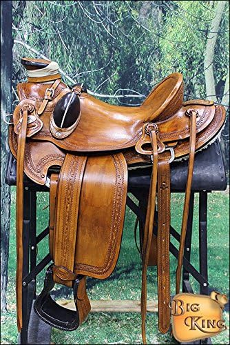 Hilason Big King Western Wade Ranch Roping Saddle Hand Tooled Border