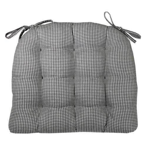Dining Chair Pad with Ties Black & White Madrid Gingham Check