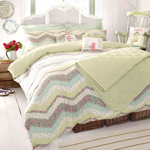Celebrity Designer Kirstie Allsopp Abbie Bedding Duck Egg Stripes Super