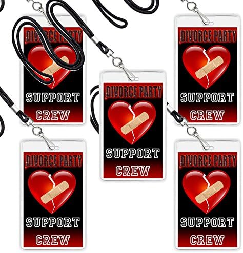 Divorce Party SUPPORT CREW Mended Broken Heart Red Lanyard Necklace 5 pcs