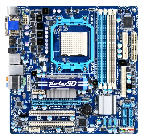 GIGABYTE マザーボード Micro ATX Socket AM3 AMD 880G + SB710 DDR3 PCI-E PCI S-ATA PATA FDD USB2.0 IEEE1394a GbE GA-880GM-UD2H