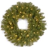 Pre-Lit Norwood Fir Wreath with Concave LED Lights and Timer