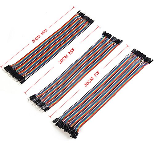 3 X 30CM Jumper Wires Kit,Michael Josh Electrical Solderless Breadboard Ribbon Cables,40Pin Male to Male,Male to Female,Female to Female