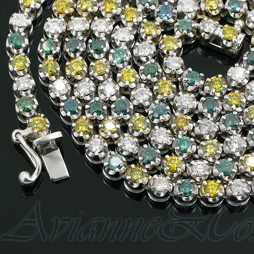 14K White Gold Mens Diamond Tennis Chain Necklace 