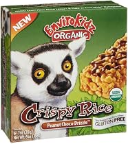 EnviroKidz Organic Lemur Peanut Choco Drizzle Crispy Rice Bar, 6-Count Bars (Pack of 6)
