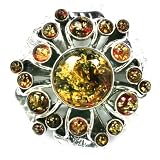 Baltic Green Amber Sterling Silver New Age Abstract Pin
