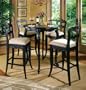 5pc Pub Table and Stools Set in Antique Black Finish