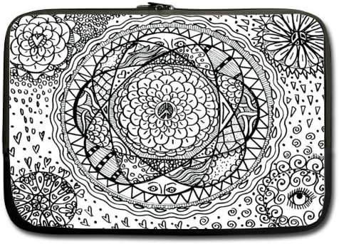Funny Laptop Bag - Hipster Black White floral Mandala Laptop Sleeve Bags 13 13.3 inch for Notebook,Macbook Pro,Macbook Air