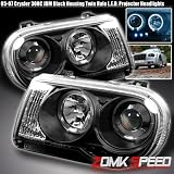 05-07 Chrysler 300C Black Halo Led Projector Headlights