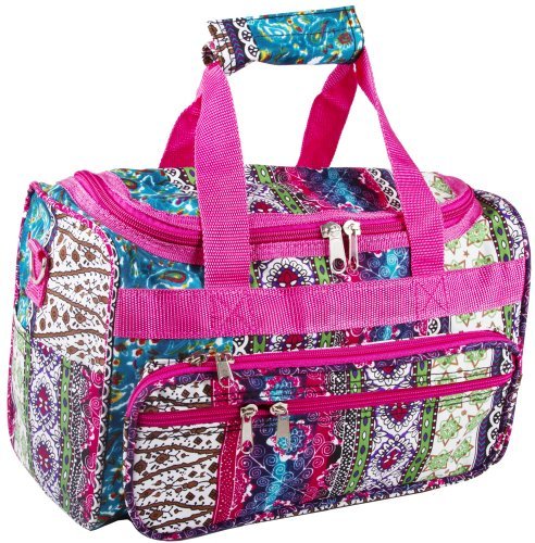 World Traveler Pink Boho Patchwork Duffle Bag 16-inch