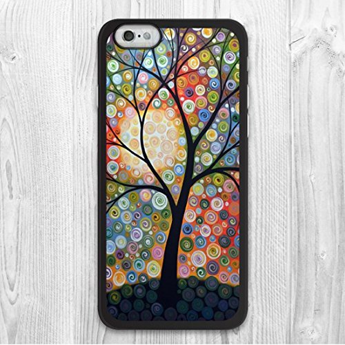 Joyful Tree Oil Paint Protective Phone Case For iPhone 6 6 Plus Black or White Case Side For Choice Brand New + Screen Protector + Earphone Anti Dust Plug Cap + Retail Packaging
