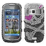 Rhinestones Protector Case for Nokia C7 Astound, Cross Bones Full Diamond
