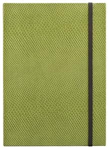 Green Lizard Leather Journal, Elastic Closure, Ruled Pages, Hard Cover. 5x7"