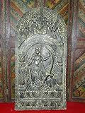 Lord Krishna Triumph Over Baksura Carved Doors Solid Wood Wall Panel 72