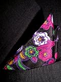 FLORAL PRINT BLACK Silk Pocket Square, 100% Silk - by Royal Silk
