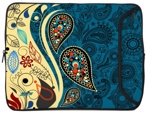 Best Price Designer Sleeves Paisley Fashion Sleeve for 17-Inch Laptop Blue 17DS-PFB009ZOG2LS