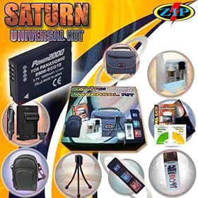 Saturn Universal Kit Standard for Panasonic Lumix DMC-ZS1, ZS3, ZS5, ZS6, DMC-ZS20, ZS7, DMC-3D1 (Lumix DMC-TZ18) includes: TheZipkit Camera Bag, Leatherette Case, 1 BCG-10 1200 mAh Battery, Mini AC/DC Charger, 5-in-1 Cleaning Kit, Mini-Wire Tripod, USB Card Reader/ Writer and more.