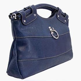 Rina Rich Ee'mon Handbag (Blue) Leather Tote Shoulder Textured Medium Premium