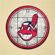 Cleveland Indians MLB Art Glass Clock