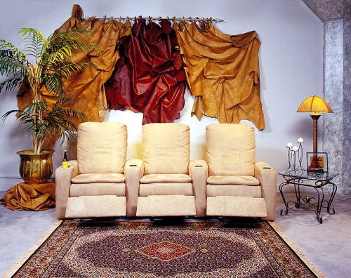 Kathy Ireland Home by Omnia Furniture Leather Broadway Two Push Back Recliners with Armless Recliner in Center