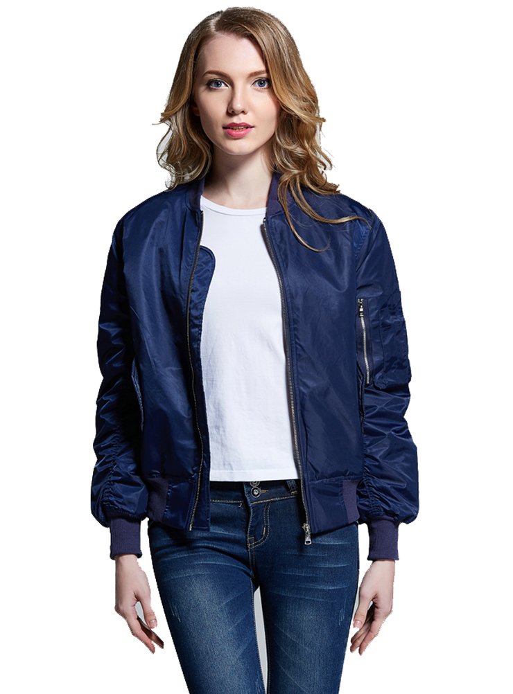 Women Vintage Bomber Jacket Classic Zip up Biker Jacket Stylish Padded Coat
