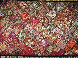 Kutch Embroidered Gujarat Red Wall Decor Hanging Tapestry 78"