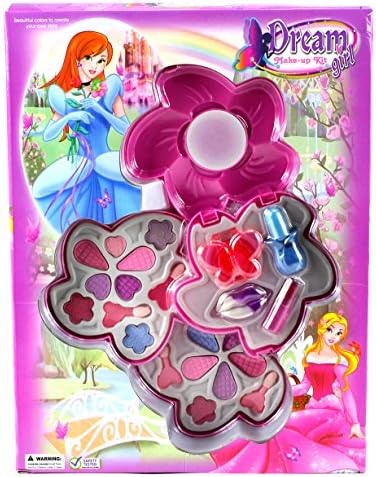 Dream Princess Flowers Mirror Case Pretend Play Toy Make Up Case Kit, Washable, Safety Tested, Formulated for Children