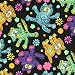 Michael Miller Doodle Cats Black Fabric by the Yard