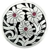 Sterling Silver 1 5/8 (41 mm) Floral Brooch Pin / Pendant w/ Red Crystals