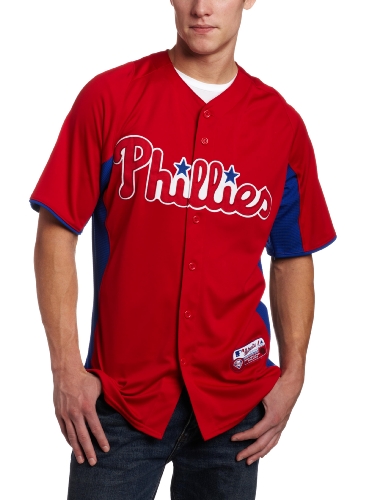 MLB Philadelphia Phillies Authentic Cool Base Batting Practice Jersey, Red/Royal, Large at Amazon.com