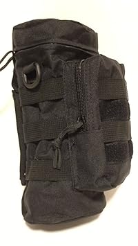 【クリックで詳細表示】ミリタリー 軍用 防水 ボトルケース 大きいポケット付き ハイキング 登山 アウトドア (ブラック)： スポーツ＆アウトドア
