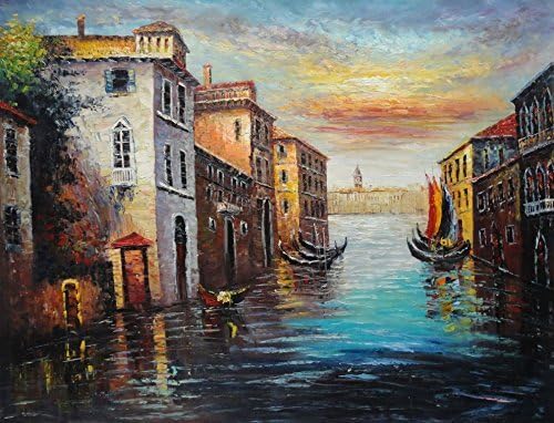 100% Hand Painted Oil Painting on Canvas Wall Art, Memories of Venice Oil Painting