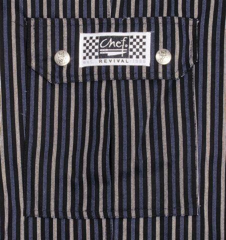 Chef Revival Blue-Gray Soho Stripe Cargo Pants 100 Cotton - Large