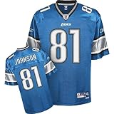 Calvin Johnson #81 Light Blue Detroit Lions Reebok NFL Premier All Stitched Replica Jersey - XX-LARGE