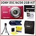 Sony Cyber-shot DSC-W230 12 MP Digital Camera with 4x Optical Zoom and Super Steady Shot Image Stabilization (Dark Red) + 2GB Accessory Kit