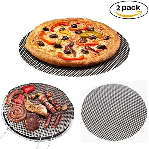Grill Mat BBQ Tool - Non-stick Grill Mesh Mat, Cooking Baking Mat, Pizza Mat, Pan liner, Pack of 2 (2pc Round (12.6" in diam))