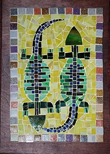 Southwest Art, Lizard Design Mosaic with Hand cut Tiles in Earth Tones,