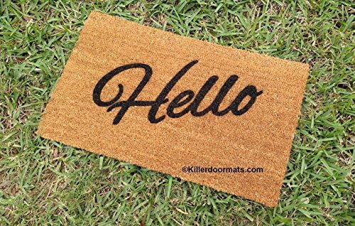 Hello Coir Funny Doormat, Size Large - Welcome Mat - Doormat - Custom Hand Painted Doormat by Killer Doormats