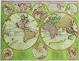 12X15 inch Rare Antique Map Canvas Art World Hemisphere Map