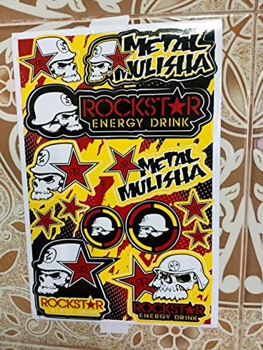 Rockstar Energy Drink Yamaha Kawasaki Metal Mulisha Decal ATV Motocross Motorcycle Helmet Racing Sticker.