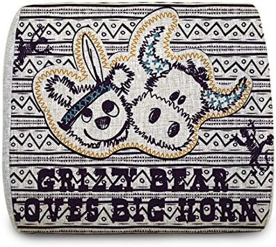 Ilyzone Memory Foam Striped Durable Cotton Linen Fabric Pillow With Cows Lower Back Cushion Support Car Seats, Office Seats,Sofa