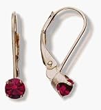 July 10 Karat Yellow Gold 4mm Ruby Leverback Gem Earrings