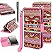LG G3 Case, LG G3 Flip Case - E LV LG G3 Deluxe PU Leather Folio Wallet Full Body Protection Case Cover for LG G3 (D830, D851, VS985, D850) with 1 Stylus - Colorful Tribal