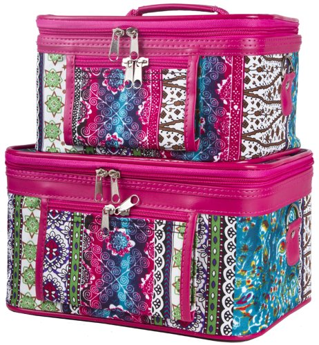 World Traveler Boho Patchwork Collection Cosmetic Train Case (2 piece set)