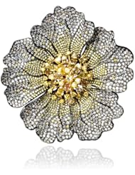 Diamond and Fancy Multi Colored Stones 18k Two Tone Gold Brooch Pin