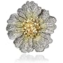 Diamond and Fancy Multi Colored Stones 18k Two Tone Gold Brooch Pin