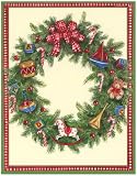 Caspari Box of 20 3-3/4 by 4-3/4 Holiday Notecards, Wreath